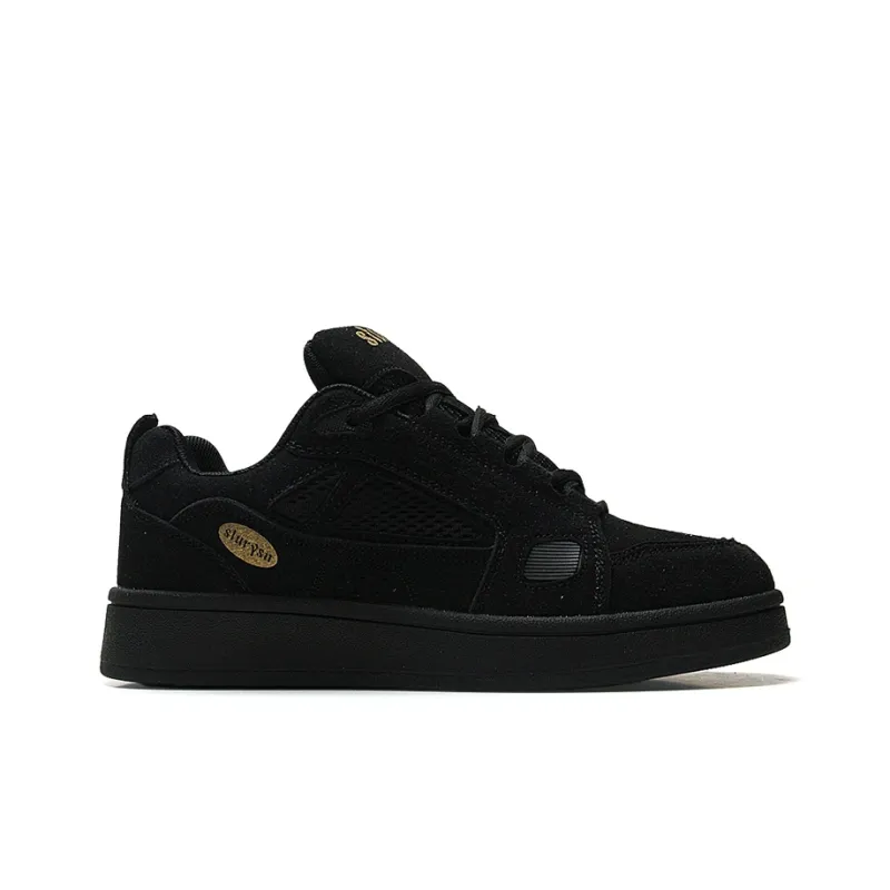 STUR YSN Wear resistant And Lightweight Low Top Skateboard Shoes Unisex Black Gold-1