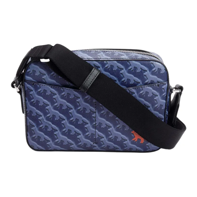 MONTBLANC Maison Kitsune Collaboration Leather Messenger Bag Shoulder Bag Crossbody Bag Men's Blue-5