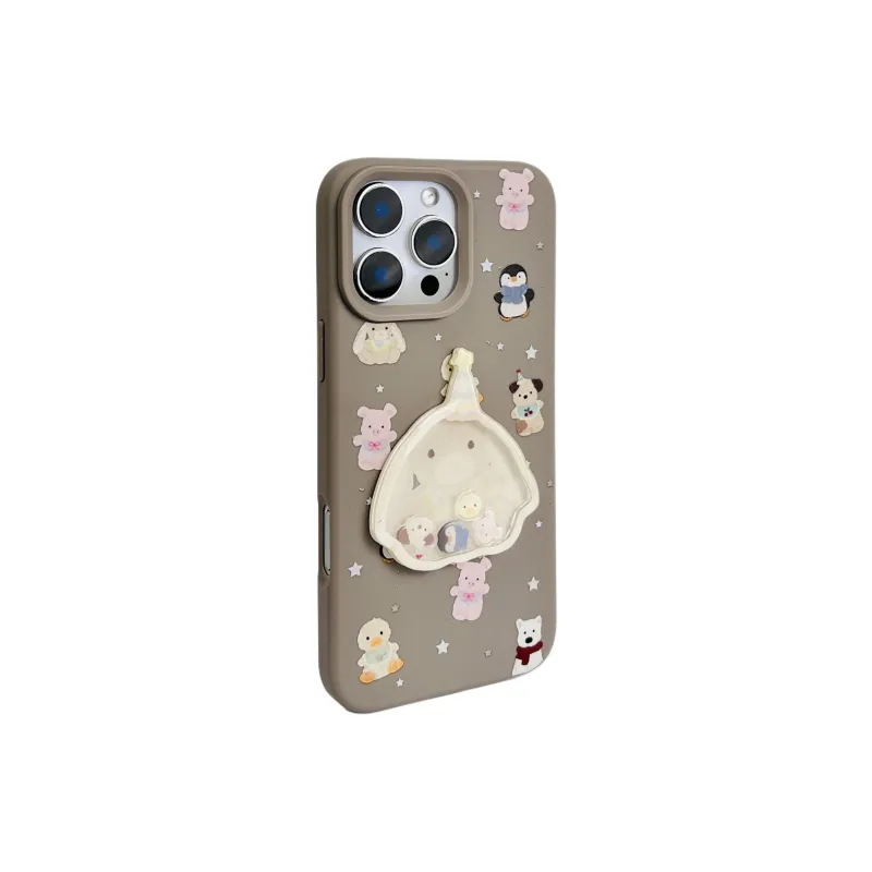 Wei Xin TPU Material Penguin Rabbit Rocking Plush Phone Cases Compatible With IPhone 16/15 Pro Max/Apple 13/14 Pro/Max-5
