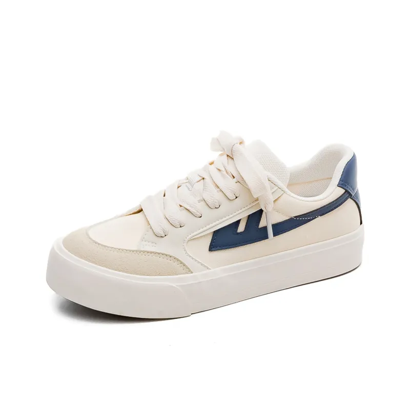 Warrior Wear resistant And Lightweight Low Top Canvas Shoes Unisex Beige Dark Blue-1