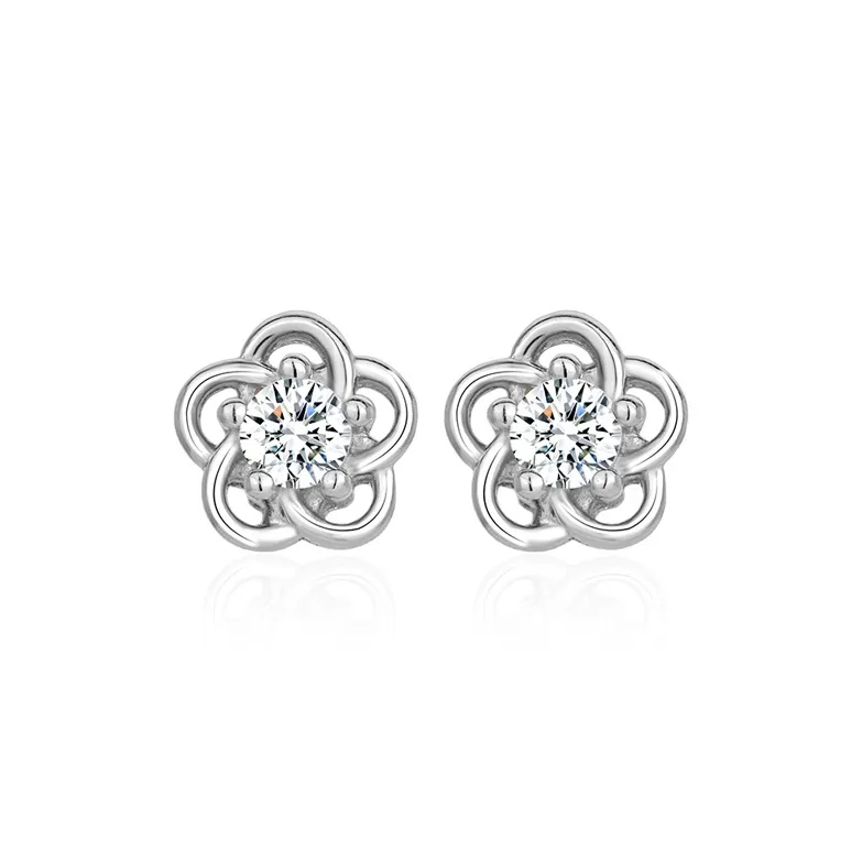 QIANCHANG S999 Fine Silver Stud Earrings Women's-0