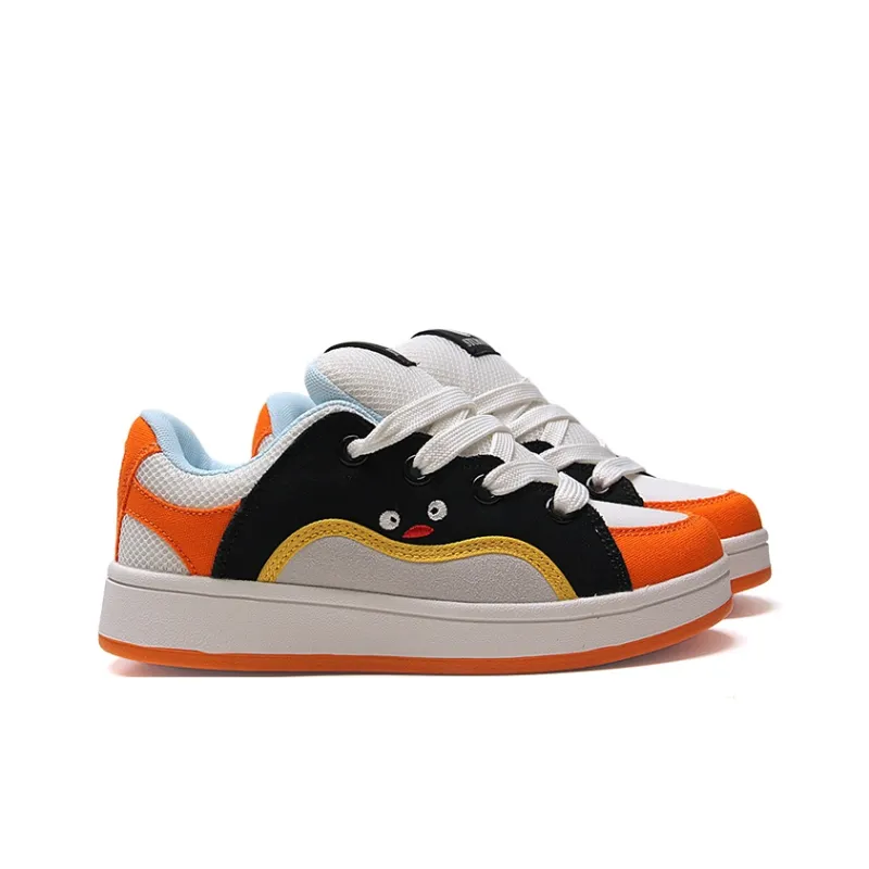 STUR YSN Wear resistant And Lightweight Low Top Skateboard Shoes Unisex White Orange Black-3