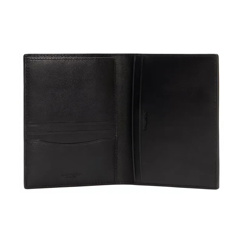 COACH Calfskin Passport Holder, Wallet Men's Black-1