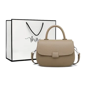 MILLIE'S Cow Leather Shoulder Bag, Crossbody Bag, Handbag Regular Women's Elephant Gray