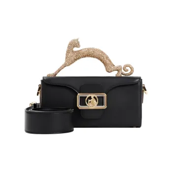 Lanvin Calfskin Shoulder Bag Crossbody Bag Handbag Small Size Women's Black