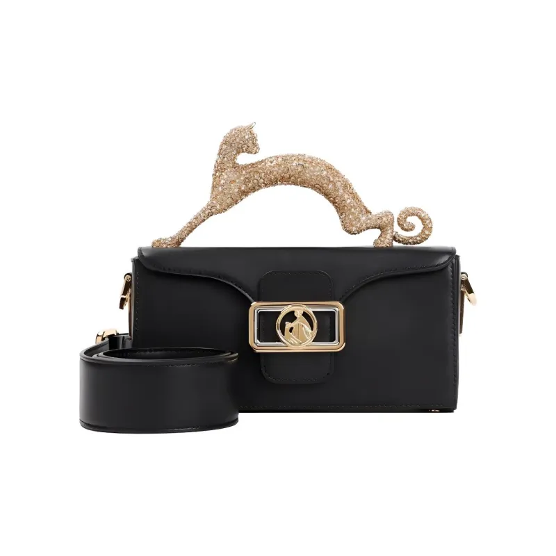 Lanvin Calfskin Shoulder Bag Crossbody Bag Handbag Small Size Women's Black-0