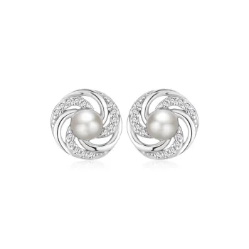 QIANCHANG Freshwater Pearl Stud Earrings Women's