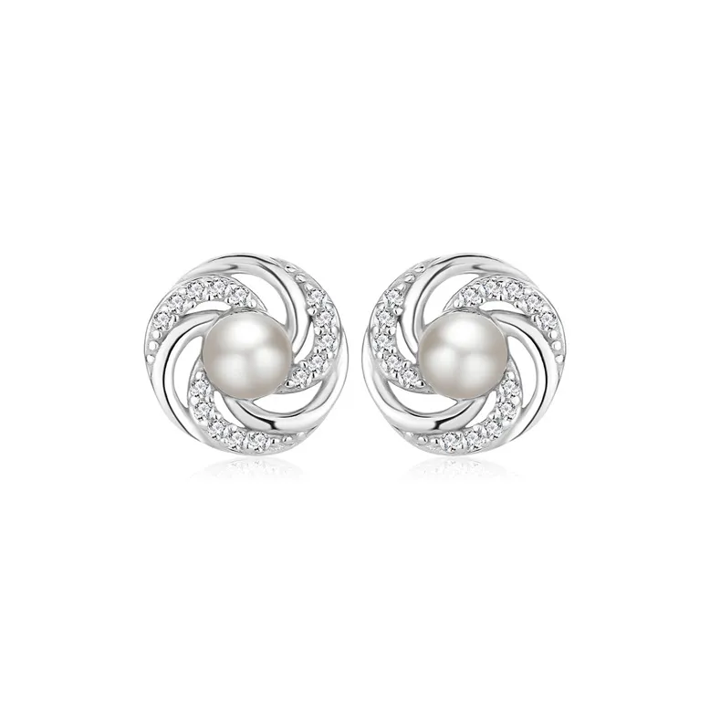 QIANCHANG Freshwater Pearl Stud Earrings Women's-0