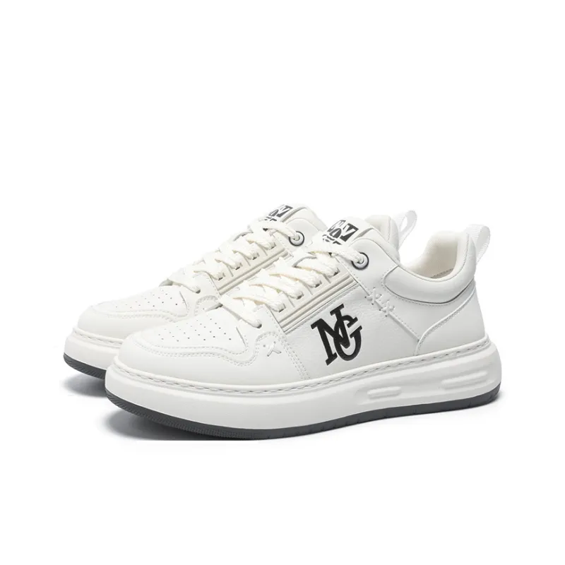NAVIGARE Small Sailboat Height Increasing Low Top Skateboard Shoes Men's White-2