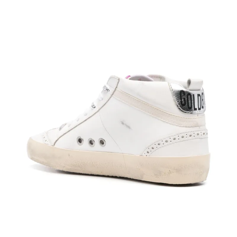 Golden Goose Mid Star Mid Top Skateboard Shoes Women's White-3