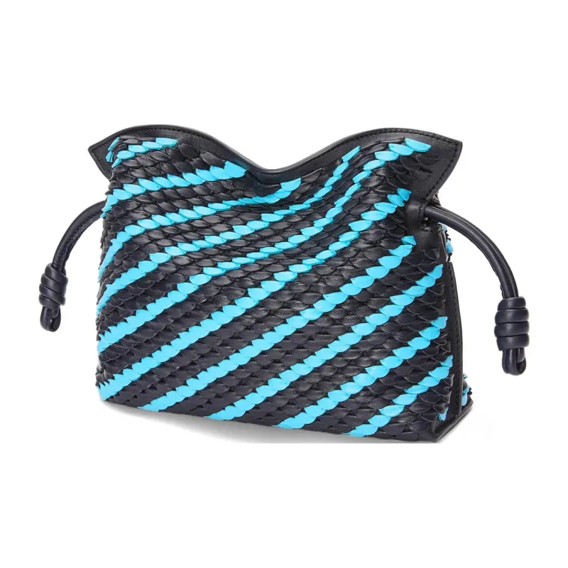 LOEWE Flamenco Sheepskin Clutch Mini Women's Black & Blue-2