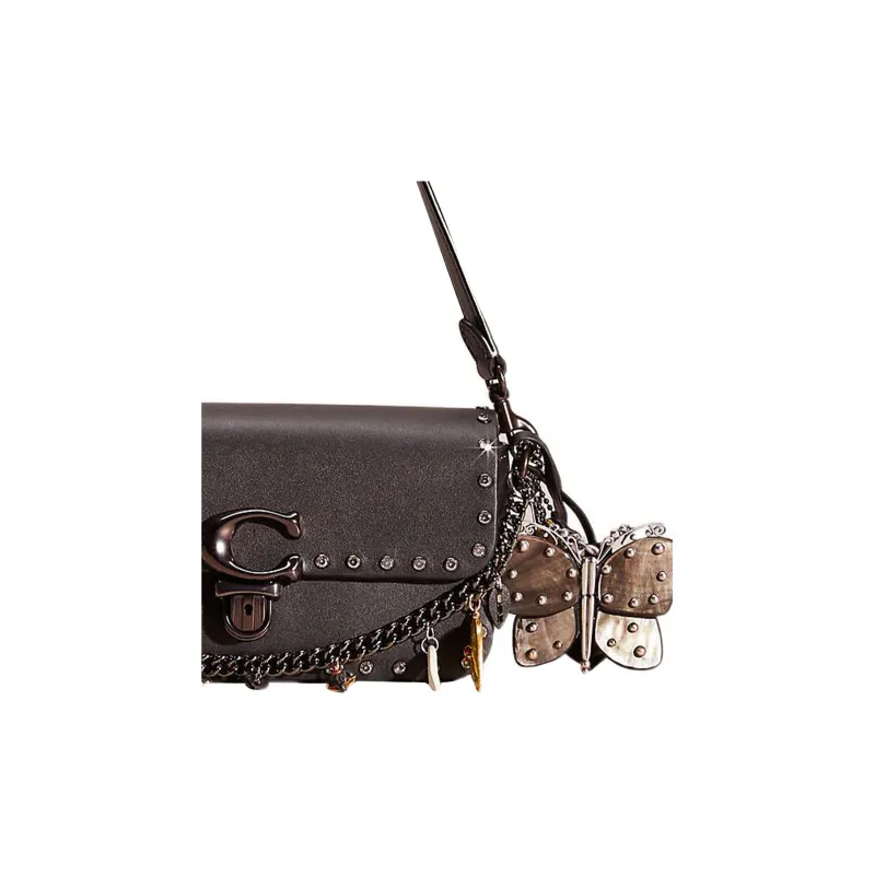 COACH Studio Leather Wine God Bag Handbag Shoulder Bag Small Size Women's Black-3