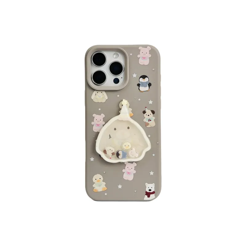 Wei Xin TPU Material Penguin Rabbit Rocking Plush Phone Cases Compatible With IPhone 16/15 Pro Max/Apple 13/14 Pro/Max-4
