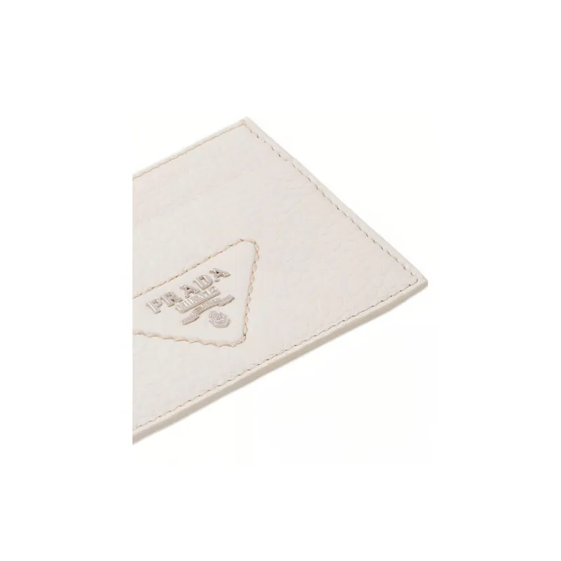 PRADA Leather Card Holder Men's White-4