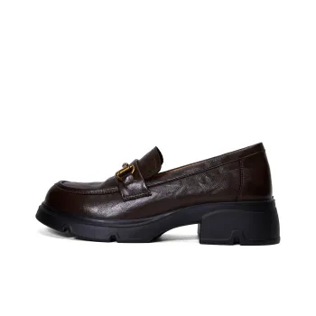 PT'SON Metal Buckle Small Leather Shoes Loafers Women's
