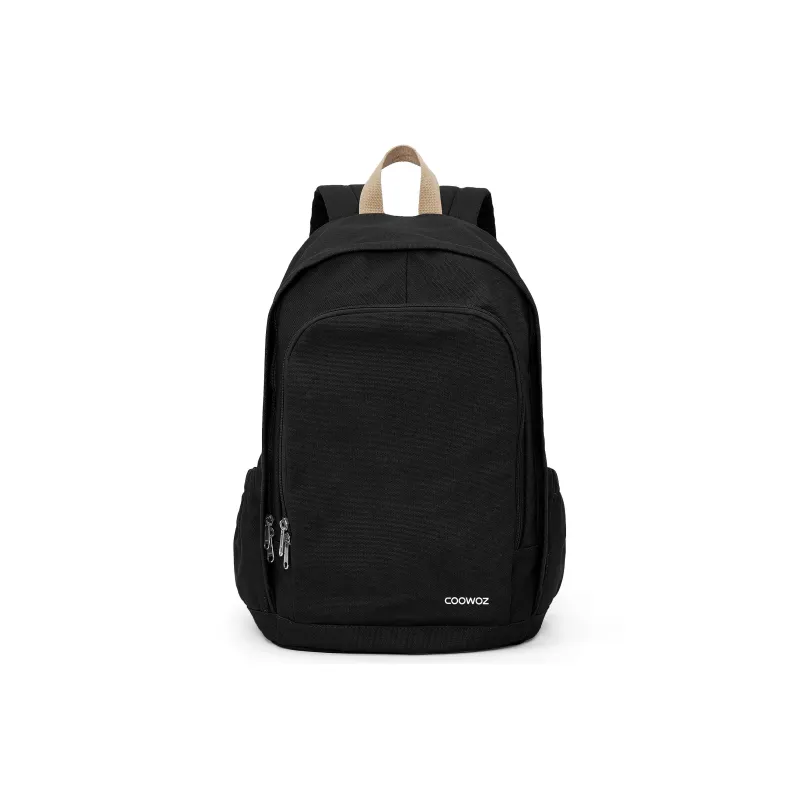 COOWOZ Canvas Backpack Unisex Black/Ecru-0