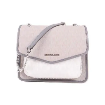 MICHAEL KORS Regina Leather Shoulder Bag Crossbody Bag Women's Gray White