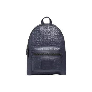 COACH Leather Backpack Large Size Men's Midnight Navy Black