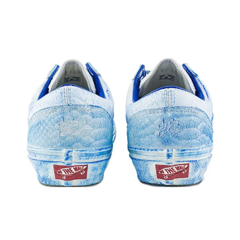 Vans Anti Slip Wear Resistant Low Top Skateboard Shoes Unisex White Blue-3