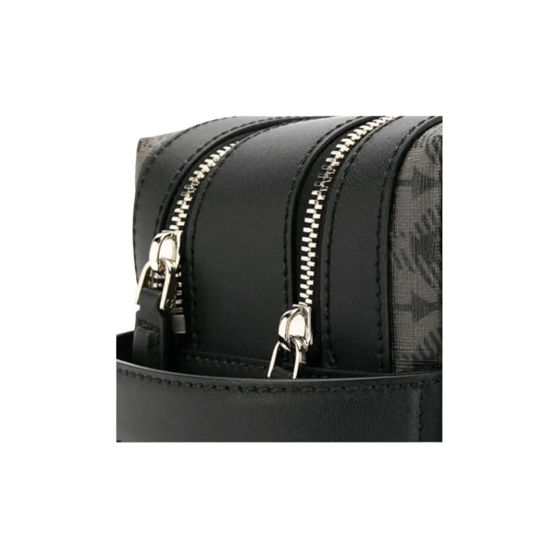 FERRAGAMO Cow Leather Toiletry Bag Men's Black-2