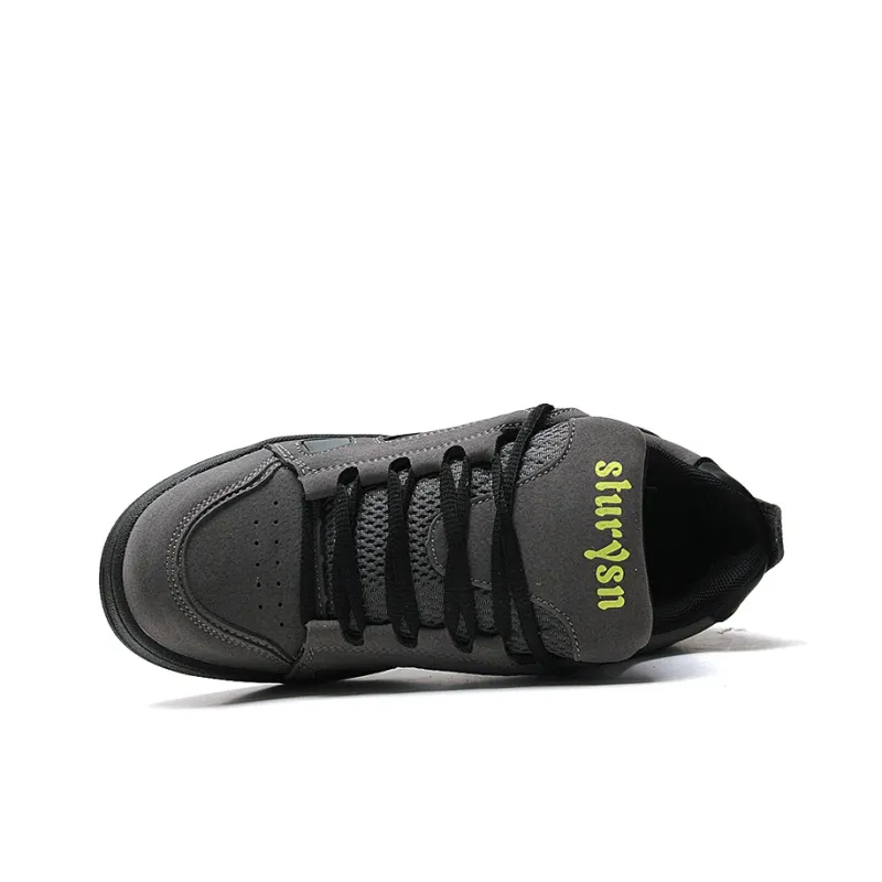 STUR YSN Wear resistant And Lightweight Low Top Skateboard Shoes Women's Dark Gray Neon Green-5