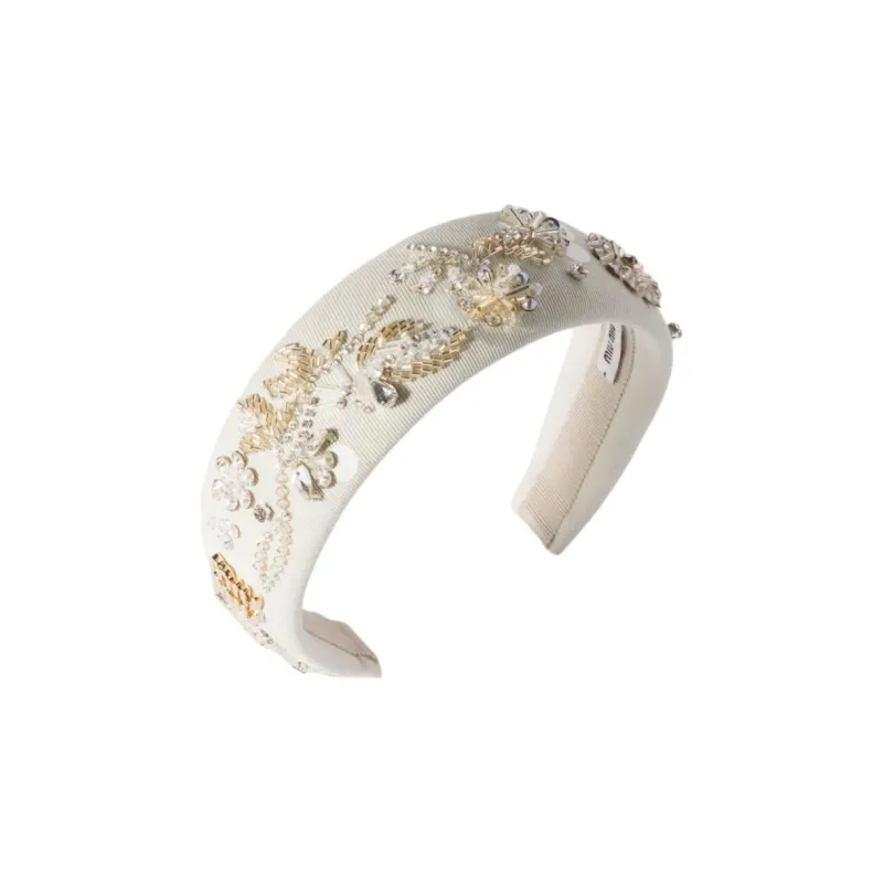 MIU MIU Cotton Headbands Unisex Chalk-1