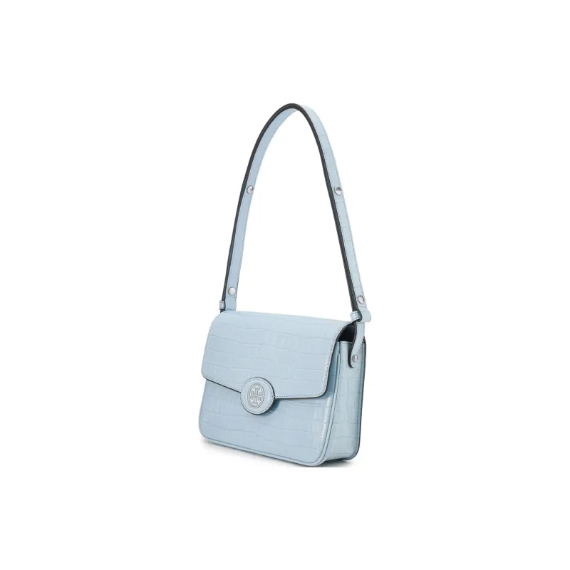 TORY BURCH Robinson Crocodile Pattern Embossed Leather Portable Crossbody Bag Shoulder Bag Regular Women's Dusty Blue-1