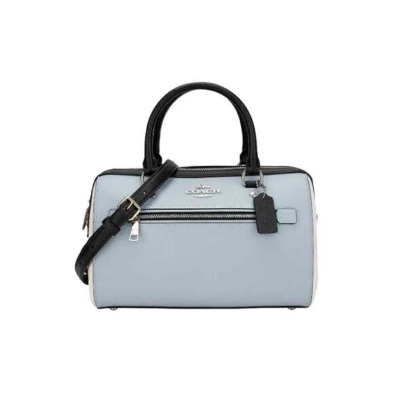 COACH Rowan Artificial Leather Shoulder Bag, Crossbody Bag, Handbag Medium Size Women's Sky Blue-0