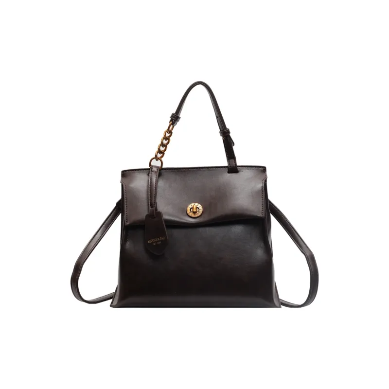 Yalu PU Portable One Shoulder Backpack Regular Women's Dark Tea/Ecru/Brown/Coffee-19