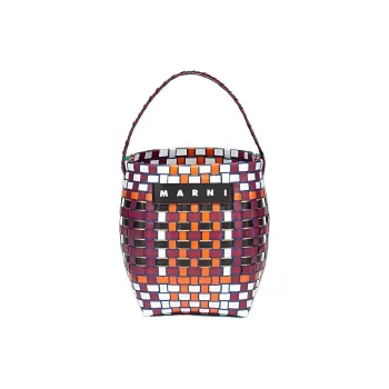 MARNI Cow Leather Basket Bag Handbag Bucket Bag Mini Women's Black/Orange/White