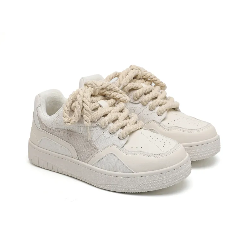 Hong Kong Meng Slip Resistant Breathable Height Increasing Low Top Skateboard Shoes Unisex Beige-1