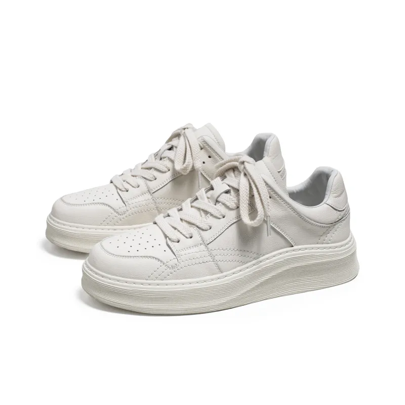 Hong Kong Meng Lightweight Breathable Height Increasing Low Top Skateboard Shoes Men's White-2
