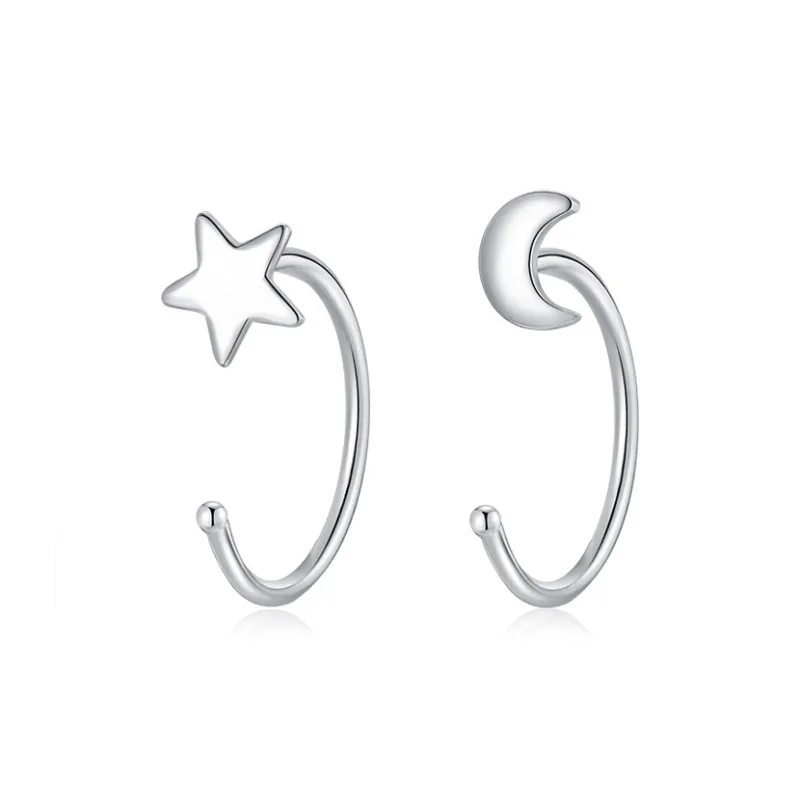 KIVA S999 Silver Stud Hoop Earrings Women's-9