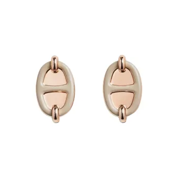 HERMES Rose Gold Plated Earrings Women's Light Brown
