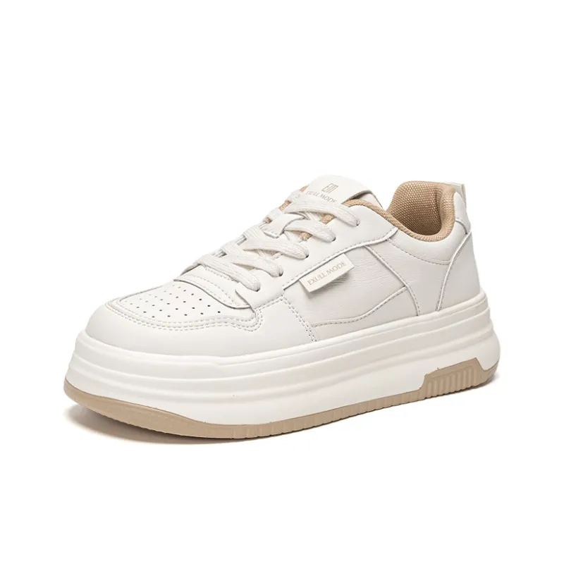EXULL Q Coverage, Impact Resistance, Balance, Lightweight, Height Increase Low Top Skateboard Shoes Women's Beige Khaki-1