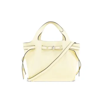 TORY BURCH Calfskin Tote Bag, Shopping Bag, Handbag Women's Lemon Light Yellow
