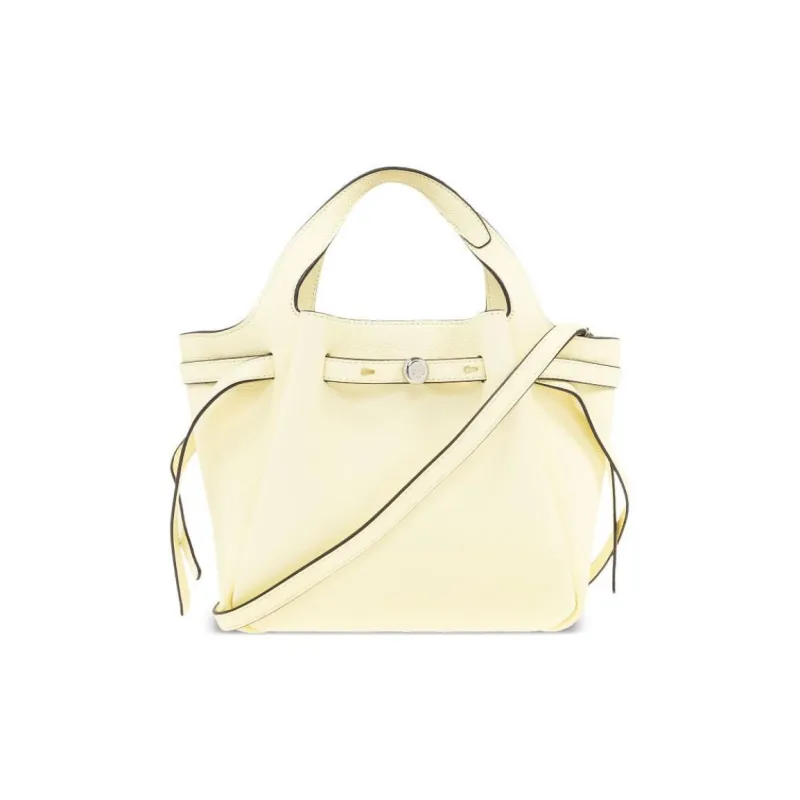 TORY BURCH Calfskin Tote Bag, Shopping Bag, Handbag Women's Lemon Light Yellow-0
