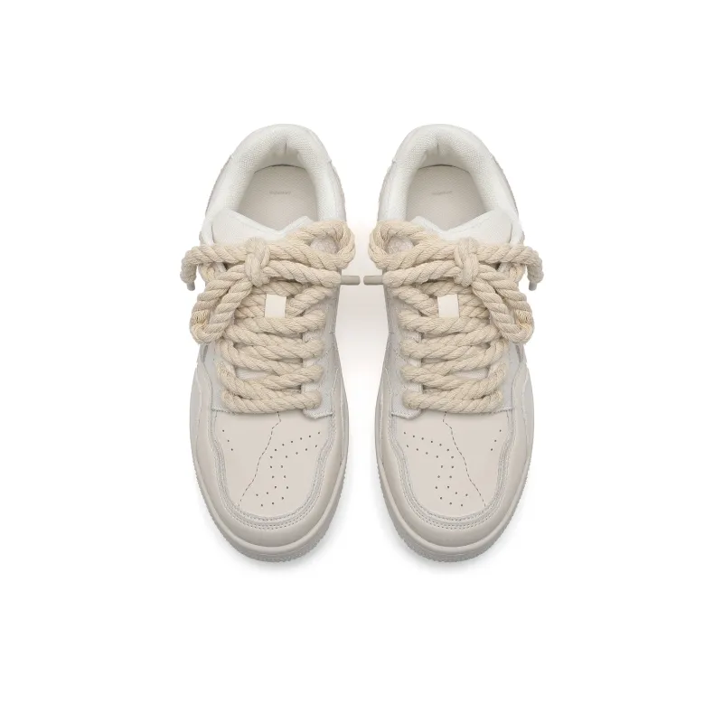 Hong Kong Meng Slip Resistant Breathable Height Increasing Low Top Skateboard Shoes Unisex Beige-3