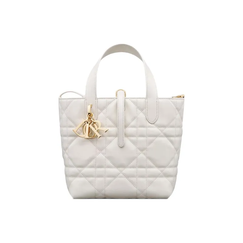 DIOR Toujours Cow Leather Basket Bag, Shoulder Bag, Crossbody Bag, Handbag Trumpets Women's Milk White-2