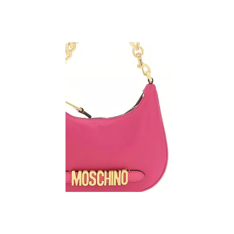 MOSCHINO PU Shoulder Bag Women's Fuchsia-3