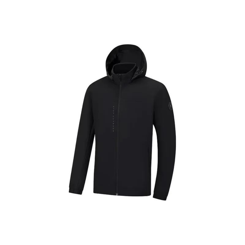 XTEP Variety Training Collection Waterproof And Warm Windbreaker Jacket Men's Jet Black-0