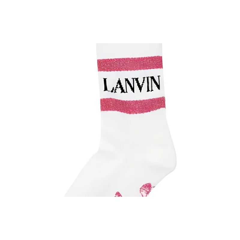 Lanvin Mid Calf Socks Women's 1 Pack White Pink-1