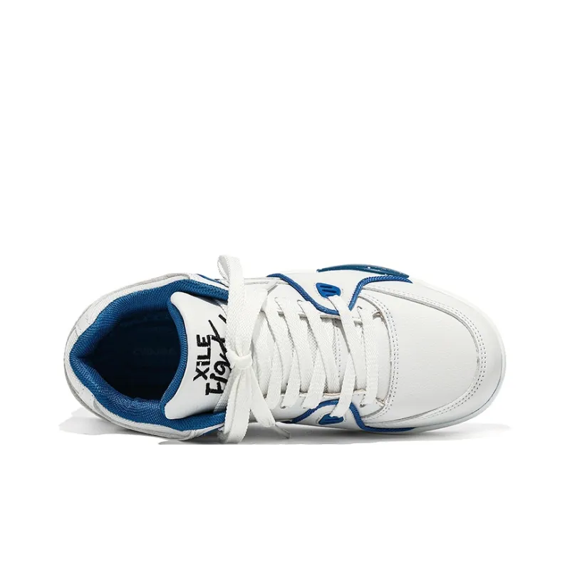 CVOJOO Puffy Shoes Wear-Resistant Mid-Top Skateboard Shoes Unisex White Black-13