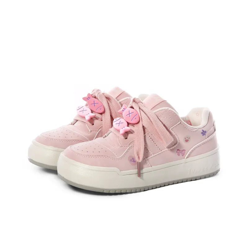Lovely You Lightweight And Breathable Low Top Skateboard Shoes Women's Pink-14