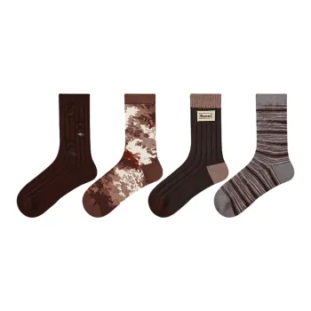 Vine Color Mid Calf Socks Unisex 4 Pack Wasteland Dirty Socks