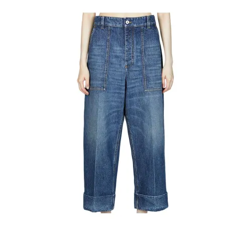 Bottega Veneta Logo Patch Wide-Leg Jeans