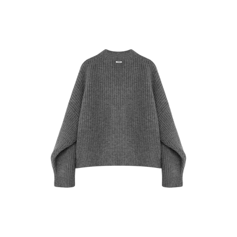 ETHOS OVERFIT BULKY CARDIGAN Sweater Women's Gray-1