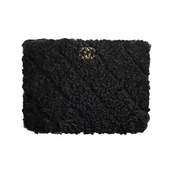 CHANEL 19Bag Double Sided Cashmere Pouch Clutch Women's Black