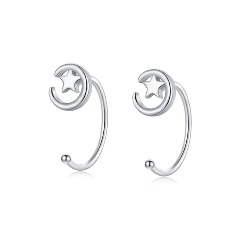 KIVA S999 Silver Stud Hoop Earrings Women's-25