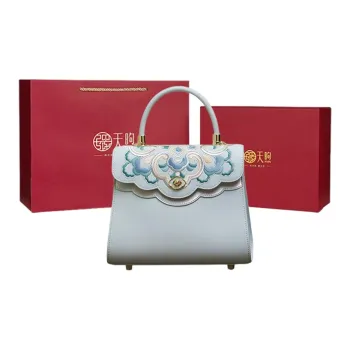 Pmsi Cow Leather Portable One Shoulder Handbag Crossbody Bag Small Size Women's Pink/Light Blue